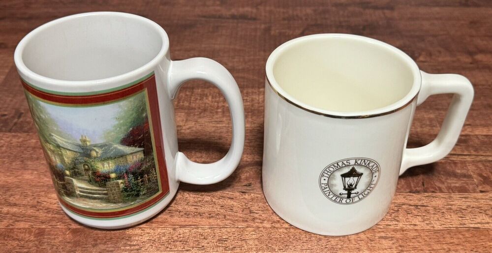 Three THOMAS KINKADE COFFEE TEA MUGs CUPs